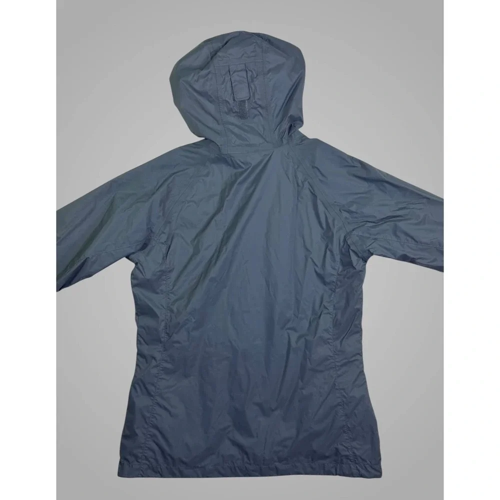 Columbia Womens Slate Blue Hooded Rain Jacket Mesh Lined Nylon Shell Large
